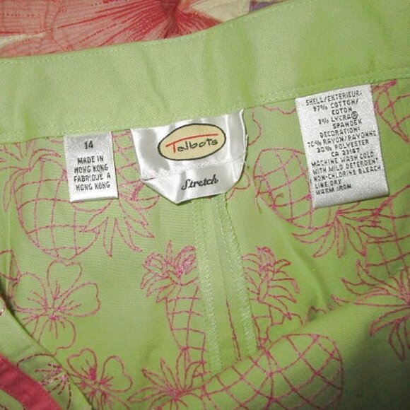 NEW Talbots EMBROIDERED Pineapple Size 14P PANTS Wide Leg HIGH Capri CROP - Picture 5 of 10